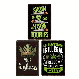 Targa in Metallo Vintage Retrò 'Show Me Your Doobies' per Decorazione Murale di Man Cave, Bar, Casa, Stanza per Fumatori - Product Image 3