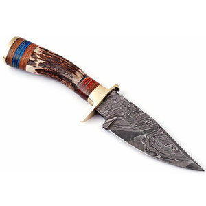 Cuchillo de Caza de Acero de Damasco de Primera Calidad, Hecho a Mano con Mango de Madera, Herramienta Utilitaria para Aventuras al Aire Libre, Servicio OEM - Product Image 2