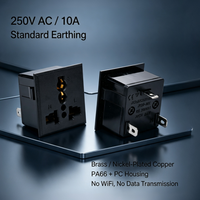 YOUWEI RQB-801 18A 250VAC Modul Soket Daya AC Universal Multifungsi Kuningan IEC Inlet Panel Mount Adaptor Perjalanan Seluruh Dunia