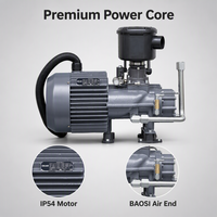 Compresor de Aire de Tornillo Estacionario AOKEF 20HP 15KW, Ahorro de Energía, VSD 380V 8-13bar, Nivel de Protección IP54, Motor de Bomba PLC