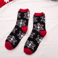 Hiver Intérieur Confortable Doux et Chaud Lit de Sommeil Crew Fluffy Fuzzy Christmas Socks Antidérapant Custom Fuzzy Christmas Socks