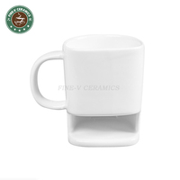 Tasse à café en céramique avec porte-biscuits, promotion en gros personnalisée, tasse à lait créative avec porte-biscuits, trois en un, tasses conjuguées