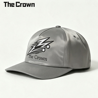 Gorra de Béisbol de 5 Paneles, Plateada, de Satén, de Alta Calidad, Personalizada al por Mayor, con Visera Plana, Logotipo Bordado, Cálida para Invierno, Ajustable, Unisex