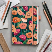 Carnet à couverture rigide avec motif floral personnalisé, coins arrondis, bande élastique, emplacement pour stylo, pages lignées, idéal pour offrir