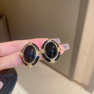 Gümüş iğne akrilik yağ damla Oval küpe fransız Retro mizaç tasarım Sensation niş saplama küpe Net kırmızı aynı küpe - Product Image 6