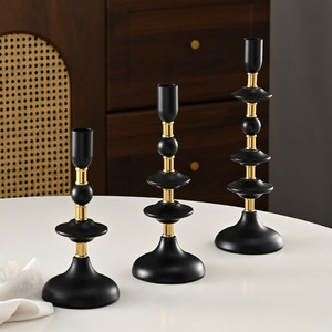 3Pcs American Vintage Black Gold Iron Eco-Friendly Handmade Metal Candlesticks Candle Holder for <strong>Dining</strong> Christmas Wedding Decor - Product Image 4