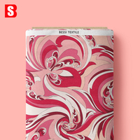 Tissu en voile de coton Bessi 2026 à motifs géométriques roses, imprimé numériquement sur mesure, idéal pour les robes féminines – Nouvelle collection très prisée