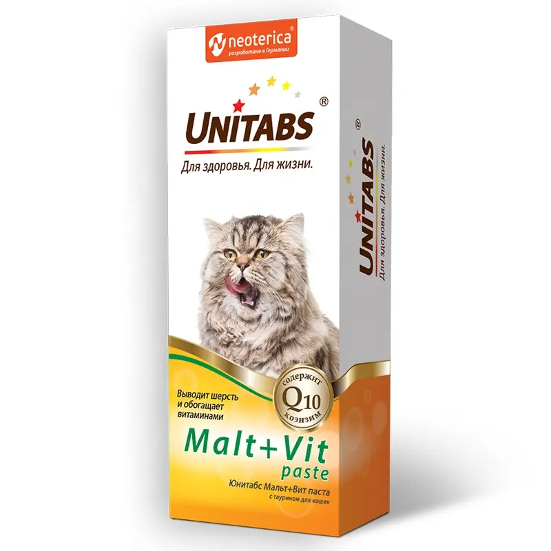 UNITABS 맥아 + Vit 붙여 넣기 고양이 미네랄 비타민 식품 보충 맛있는 파스타 정상화 신진 대사