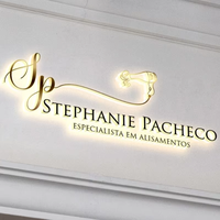 Enseigne lumineuse LED personnalisée avec logo d'entreprise 3D, enseigne lumineuse avec logo, enseigne rétroéclairée en métal doré, acrylique, lettres lumineuses LED