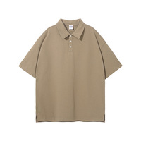 2025 nouveau classique à manches courtes 310G poids lourd surdimensionné POLO chemises de haute qualité 100% coton col rabattu fente T-shirts