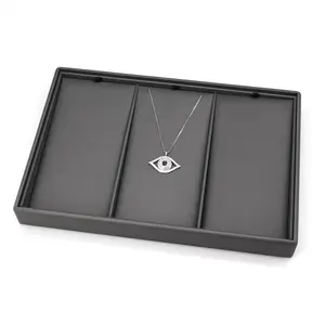 Luxe noir bijoux présentoir boucle d'oreille bijoux emballage PU plateau organisateur affichage bijoux plateau pour exhibidor de joyeria