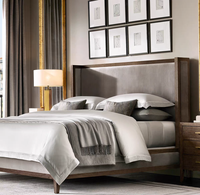 Lit en bois massif de style américain rétro, avec tête de lit capitonnée française, lit de mariage 1,8 m, idéal pour petit appartement, chambre principale italienne, lit double 1,5 m