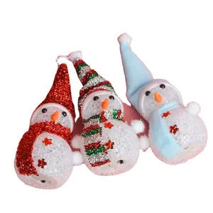 Boneco De Neve Vidro Soprado Enfeites Em Um Chapéu Cachecol Vidro Europeu Artesanal Feriado Do Natal Decorativo Light Up Ornamento