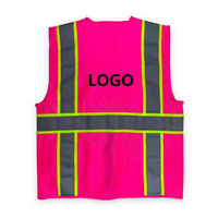 Gilet de sécurité réfléchissant fluorescent rouge haute visibilité avec poches personnalisées, fermetures éclair, logo ajustable