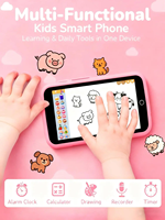 Téléphone intelligent pour enfants D2 avec plus de 220 jeux éducatifs, écran tactile de 4 pouces, appareil photo 5MP, contrôle parental pour les enfants de 3 à 12 ans