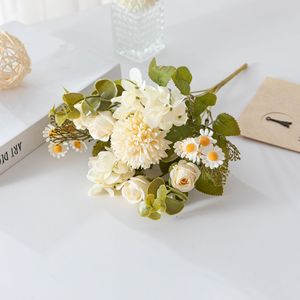 Ramo de Flores Artificiales Baihuabang, Rosas Blancas, Hortensias, Margaritas, Flores de Seda y Plástico, Decoración de Interiores para el Hogar, Estilo Nórdico - Product Image 2