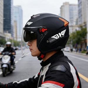 Nouveaux produits : Casque de moto <span class=keywords><strong>demi</strong></span>-face à double lentille en ABS, respirant, toutes saisons, casques de moto ouverts, directement de l'usine - Product Image 1