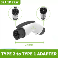 Adaptateur de chargeur de voiture électrique WUFEN, type 2 vers type 1/GBT/J1772, 32A, 7KW
