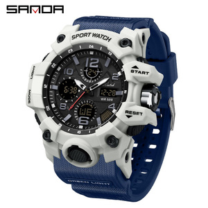 SANDA S6021 นาฬิกาสปอร์ตกลางแจ้งสำหรับผู้ชายทันสมัย ​​นาฬิกาข้อมือกันน้ำแบบมัลติฟังก์ชั่นพร้อมระบบเตือนภัย - Product Image 2