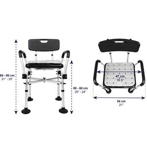 <b>Padded</b> Shower <b>Chair</b> (150 kg), Bath <b>Chairs</b> for Seniors, Black Seat KMINA K30016 - Product Image 4