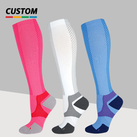 Chaussettes de compression personnalisées 20-30mmHg Chaussettes unies professionnelles en nylon unisexe Elite Long Tube