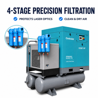 Compresseur d'air à vis refroidi par air lubrifié pour découpe laser, 16 bars, moteur 15-22 kW, traitement d'air intégré et réservoir de réception