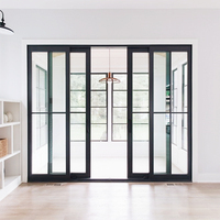 Porte coulissante robuste en alliage d'aluminium avec double vitrage en verre trempé, quincaillerie allemande, décoration intérieure pour maisons modernes