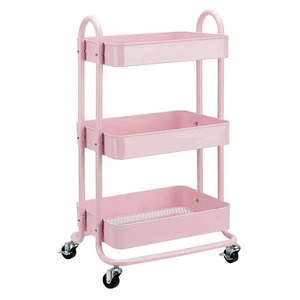 China Supply Home 3 Tier Plastic Utility Cart Mobile Trolley Cart Storage Rolling Cart with handle