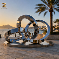 Escultura Abstracta de Acero Inoxidable Pulido a Espejo, Personalizada de Fábrica, Gran Instalación de Arte para Exteriores, para Resort, Plaza, Parque, Marina
