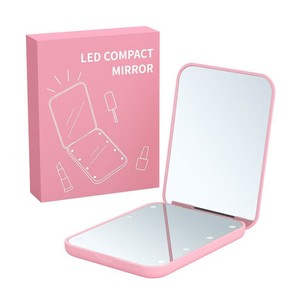 Bán Hot xách tay gấp Led Gương trang điểm cho phụ nữ nhỏ gọn màu hồng bỏ túi có kích thước cầm tay Mỹ phẩm gương, OEM có sẵn - Product Image 6