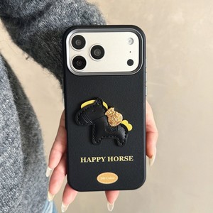 Étui de téléphone portable en cuir PU motif <span class=keywords><strong>cheval</strong></span> de dessin animé mignon pour iPhone 17 Pro Max 16 15 14 Plus, <span class=keywords><strong>coque</strong></span> arrière en TPU PC texturé lin - Product Image 6