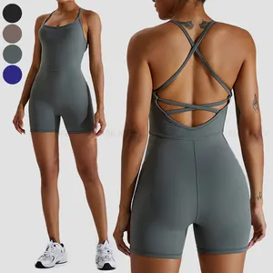 Tùy Chỉnh Sexy Thể Thao Và Tập Thể Dục Một Mảnh Tập Luyện Yoga Womens Đào Tạo Căng Jumpsuit Mùa Hè Áo Liền Quần Playsuits Cho Phụ Nữ