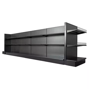 Estanterías de Góndola Metálicas y de Madera Resistentes con Recubrimiento en Polvo Negro <span class=keywords><strong>para</strong></span> el Departamento de Licores de Supermercados, de Doble Cara <span class=keywords><strong>para</strong></span> Tiendas - Product Image 3