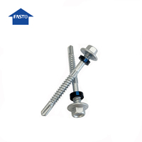 Vis mécaniques en acier au carbone à tête hexagonale indurée pour toiture métallique avec rondelle EPDM noire et double filetage moleté # 12-14*3"