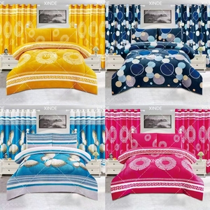 Bán Buôn Phong Cách Mới 7Pcs Hoa Borrego Nhung Lông Cừu Comforter Bộ Đồ Giường Set Với Rèm Cửa - Product Image 1