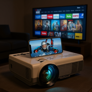 Proyector Portátil FUDONI 1080P 5000 Lúmenes Android 10 para Cine en Casa, Compatible con Smartphone, Tablet, TV Stick, HDMI, AV - Product Image 2