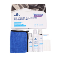 Kit de nettoyage intérieur pour voiture en cuir : Nettoyant moussant, nourrissant, désodorisant et détachant d'encre avec serviette de nettoyage