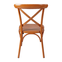 Chaise à dossier croisé en métal robuste, finition noyer, revêtement poudré, empilable, pour restaurant, café, vente en gros, direct usine