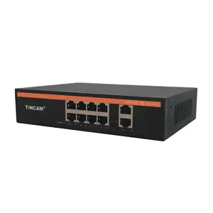 TiNCAM steker logam dan bermain penginderaan Gigabit atau cepat Ethernet serat kecepatan PoE Switch mendukung jaringan LAN kabel hingga 250Meter