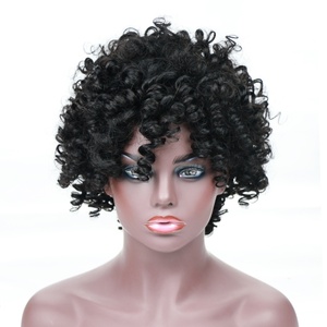 วิกผมแท้แบบดิบ 12a Virgin Hair Super Double Drawn ทรง Flower Curl พร้อมหน้าม้าสั้น สำหรับผู้หญิงผิวสี - Product Image 3