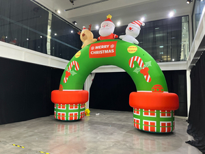 Porte d'entrée gonflable imperméable avec décorations Père Noël, bonhomme de neige et rennes, pour décoration de Noël en extérieur - Product Image 6