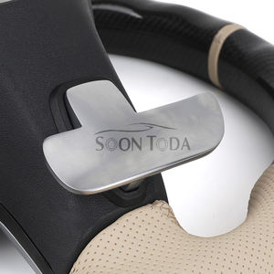 Volant sport en fibre de carbone personnalisé pour <span class=keywords><strong>Mercedes</strong></span> Benz W205 W212 W213 W222 S550 GLA X156 GLC63 AMG Cuir perforé beige - Product Image 6