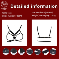 Harnais de corps noir pour femme, collier ras-du-cou, en métal doré, élastique, type cage, réglable, pour club, fête, costume