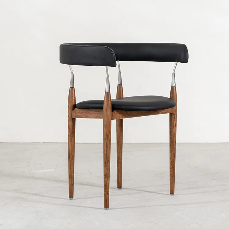 Fornitore della fabbrica di foshan poltrona nordica sedie da pranzo con gambe in legno nero di lusso moderno