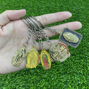 تصميم جديد مخصص كيرينغ معدني مطلي بالذهب فضي أسود نيكل الفصح صليب يسوع المسيح عبر شعار المينا - Product Image 3