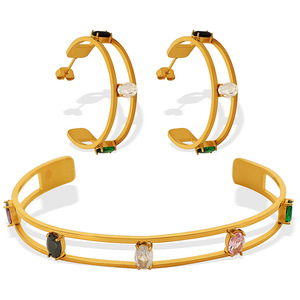 ชุดกำไลข้อมือเซอร์คอน โทนสีทองเงิน ดีไซน์ทรงกลม เครื่องประดับแฟชั่นสำหรับผู้หญิง วัสดุโลหะผสมสังกะสี - Product Image 5