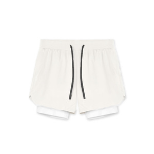 Shorts d'été pour hommes S-3XL, deux couches, avec poches, pantalon de surf, couleur unie, taille élastique à cordon, grande taille, short de plage pour hommes - Product Image 4