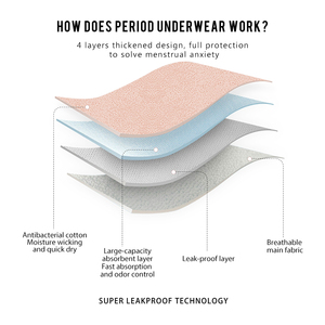 Sous-vêtement menstruel imprimé lettre Oeko Tex Ceinture élastique Flux léger Période String <span class=keywords><strong>Tanga</strong></span> Culotte <span class=keywords><strong>Menstruelle</strong></span> Culotte <span class=keywords><strong>menstruelle</strong></span> - Product Image 6