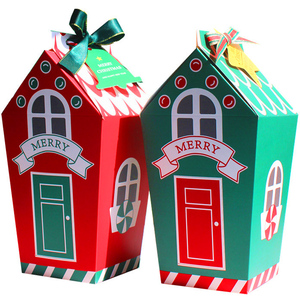 Christmas House Shape Candy Boxes Christmas Gift Box Cookie Packaging box