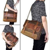 Sac messager pour homme BSCI, tendance, imperméable, décontracté, pour ordinateur portable, mallette, style vintage rétro, en cuir ciré.